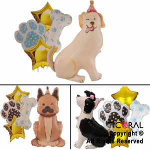 SET DE GLOBOS METALIZADO PERRO 5 UNIDADES X 1